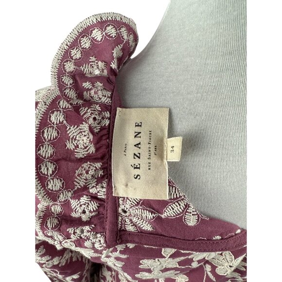 Floral Embroidered Blouse - Purple - Picture 9 of 12